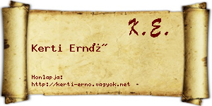 Kerti Ernő névjegykártya